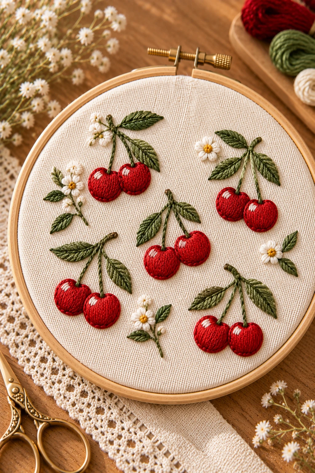Embroidered Cherries — simple hand embroidery patterns style outfit