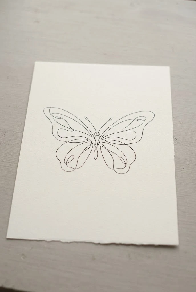 Single Line Continuous Contour — single butterfly tattoo style outfit