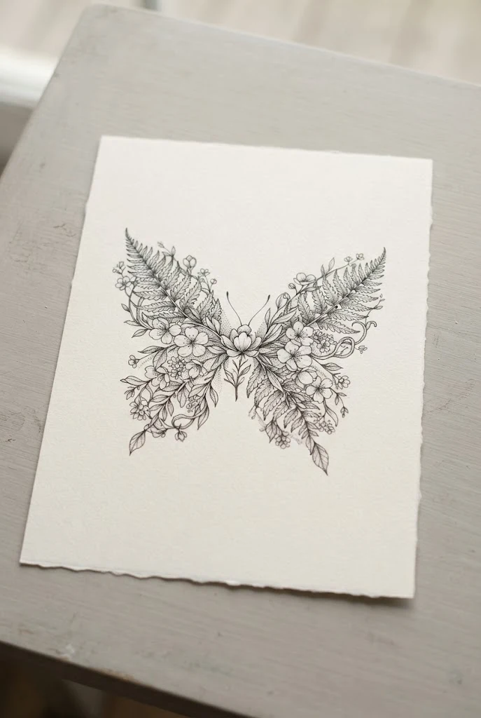 Botanical Wing Fusion — single butterfly tattoo style outfit