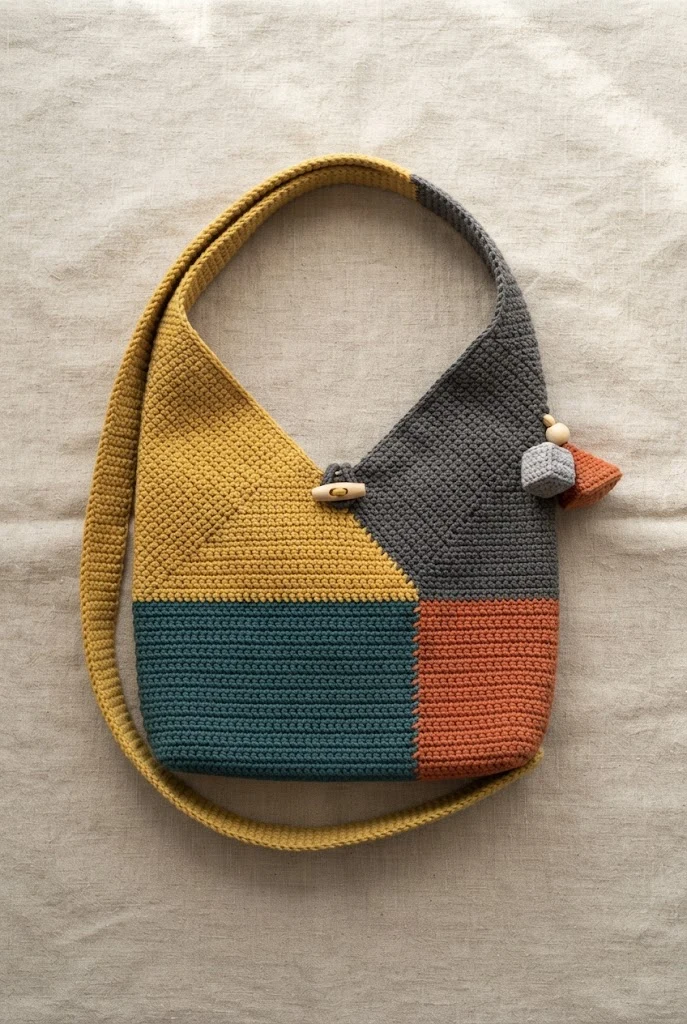 Color-Blocked Geometric Sling Bag Crochet Free Pattern — sling bag crochet free pattern