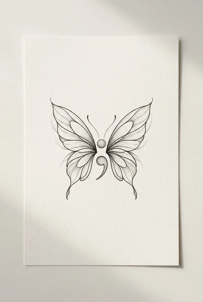 Inner Wrist Double-Wing Micro Piece — small butterfly semicolon tattoo style outfit