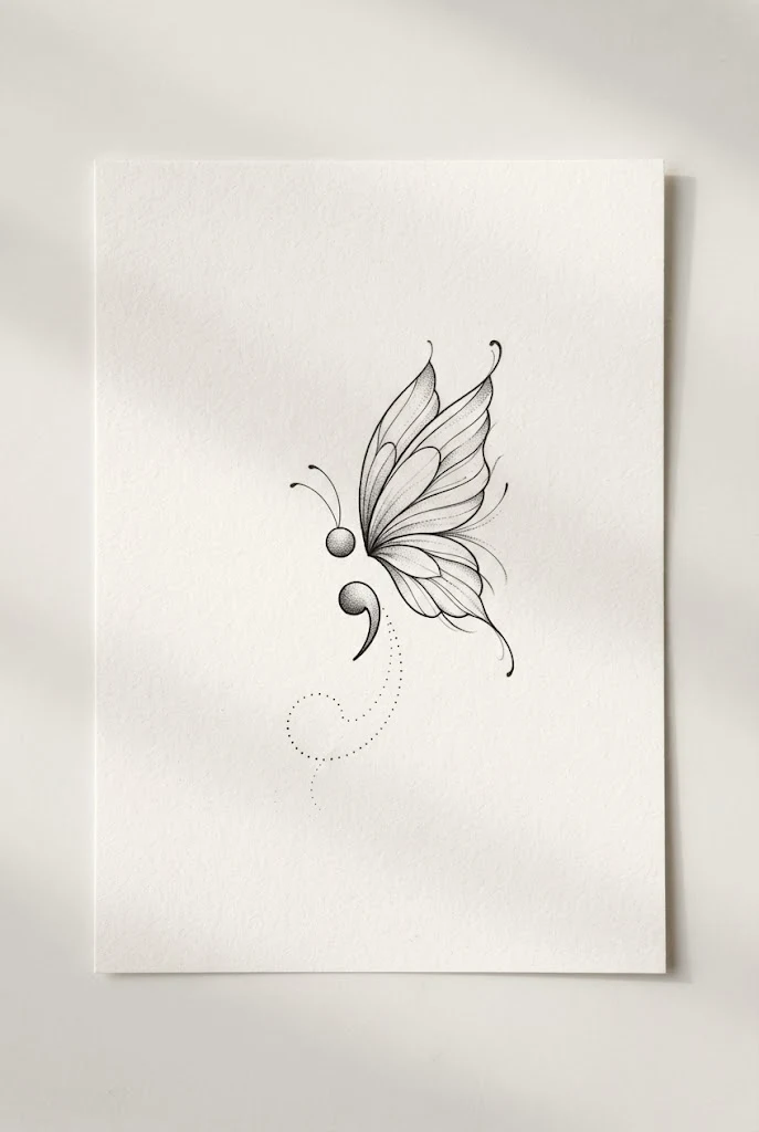 Ankle-Height Silhouette Flight — small butterfly semicolon tattoo style outfit