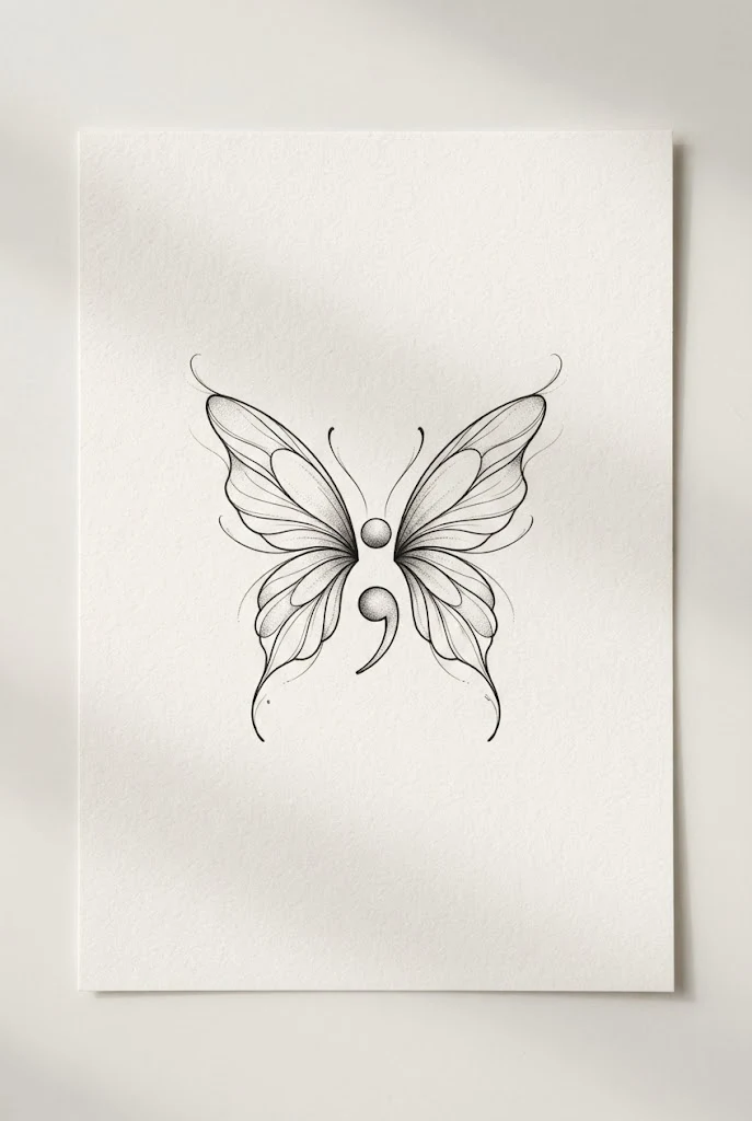 Ribcage Micro Semicolon Butterfly — small butterfly semicolon tattoo style outfit