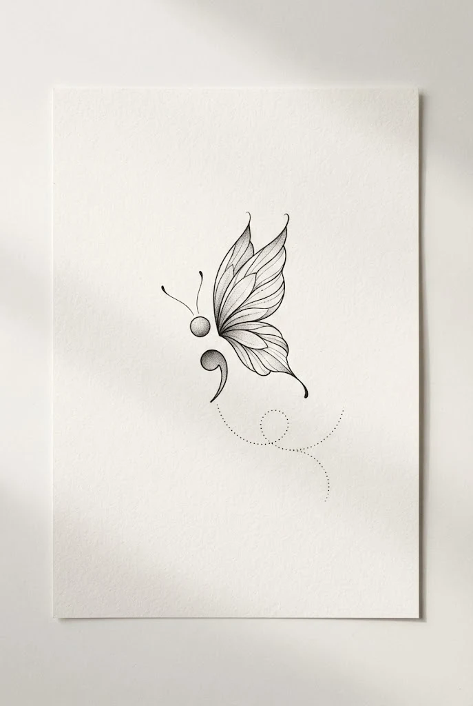 Inner Forearm Flight Path Design — small butterfly semicolon tattoo style outfit