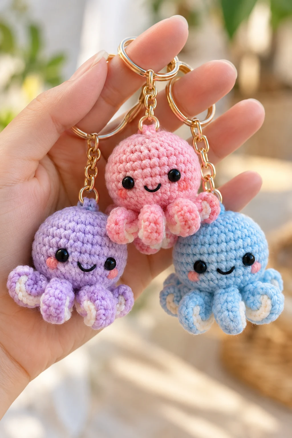 Tiny Crochet Octopus Keychains — small crochet keychains style outfit
