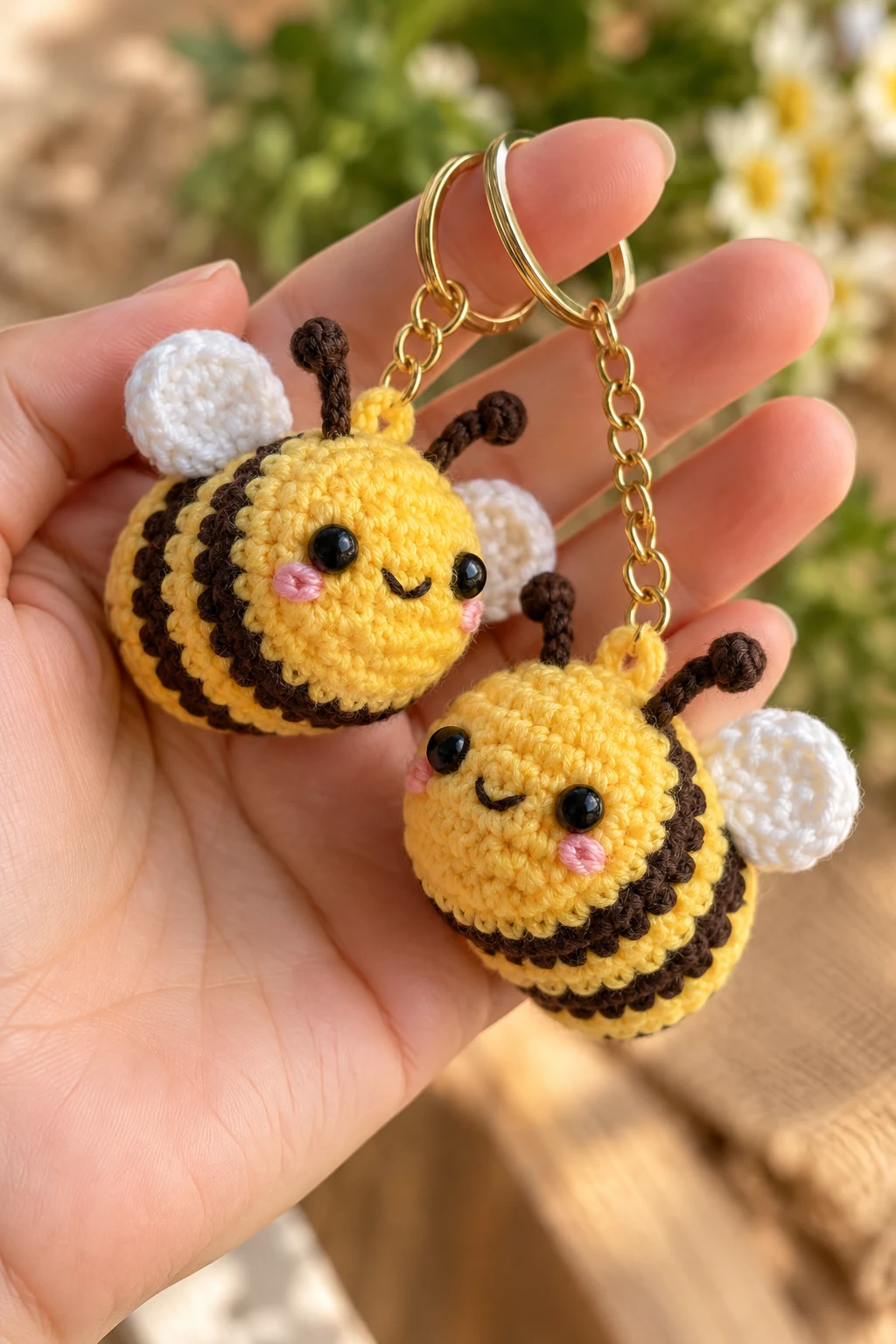 Cute Crochet Mini Bee Keychains — small crochet keychains style outfit