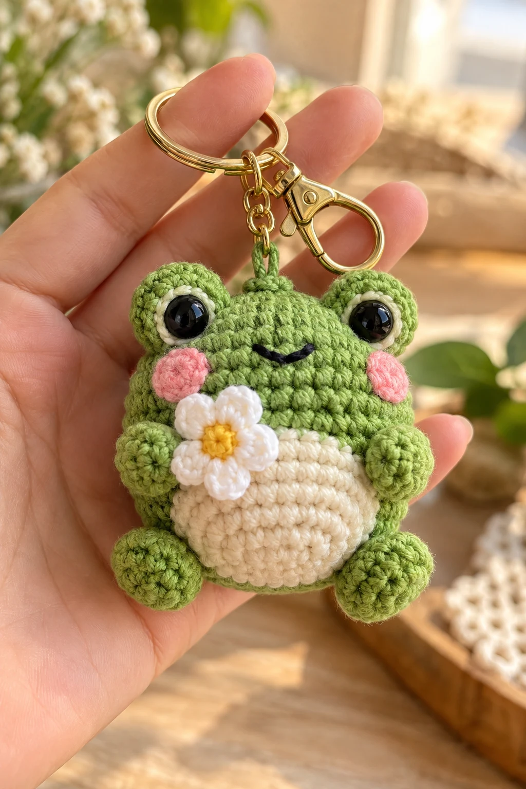 Mini Crochet Frog Keychains — small crochet keychains style outfit