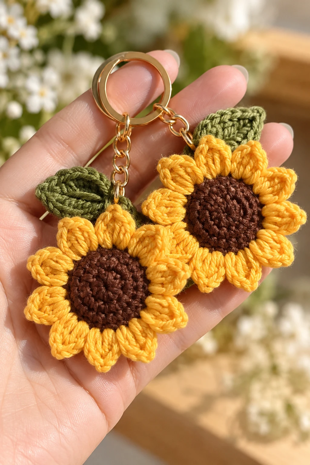 Small Crochet Sunflower Keychains — small crochet keychains style outfit