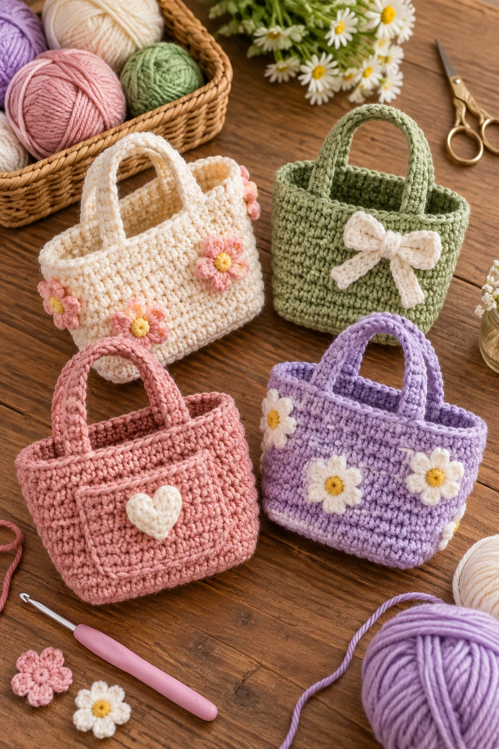 Mini Crochet Tote Bags for Small Items — small crochet projects style outfit