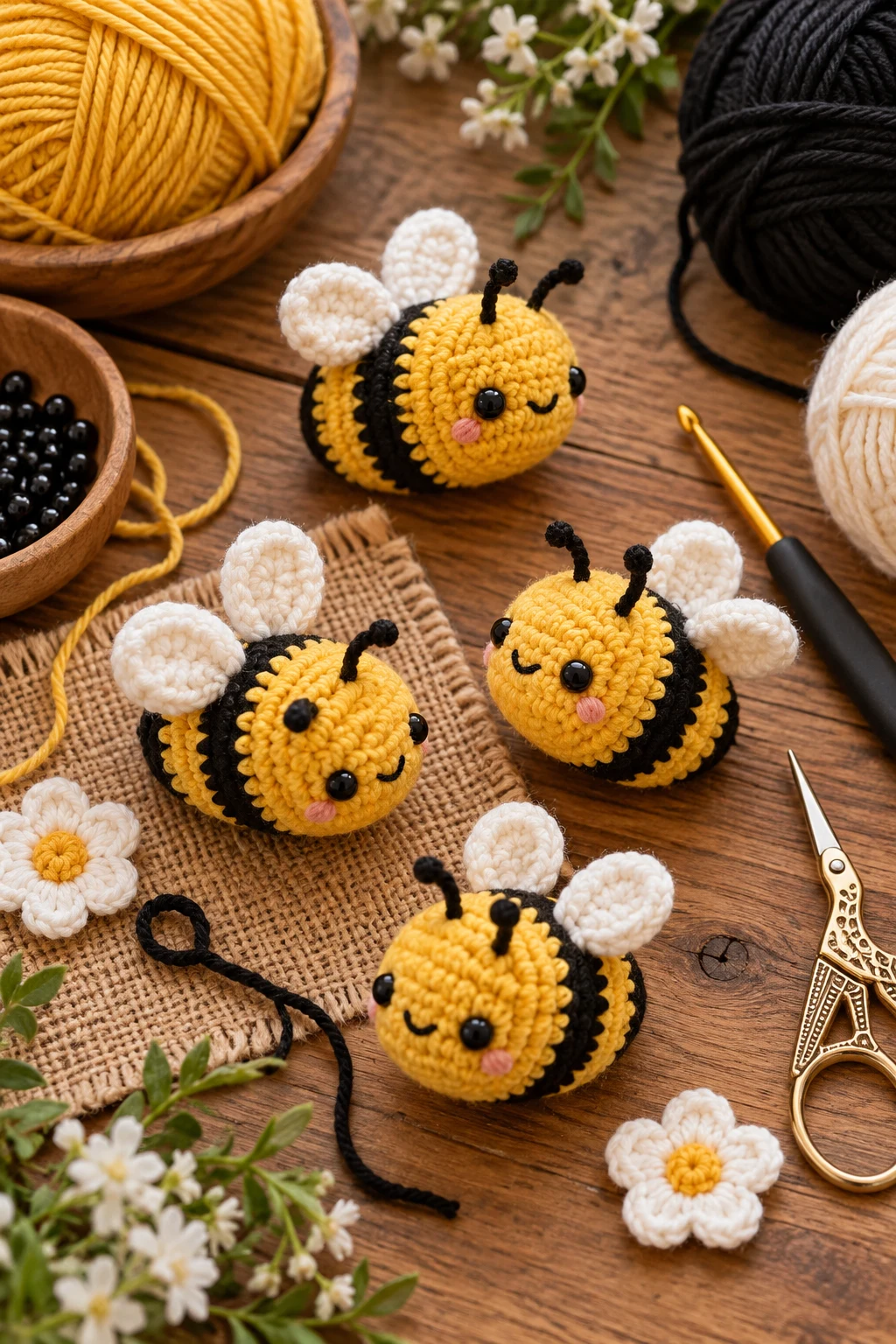 Mini Crochet Amigurumi Bees — small crochet projects style outfit