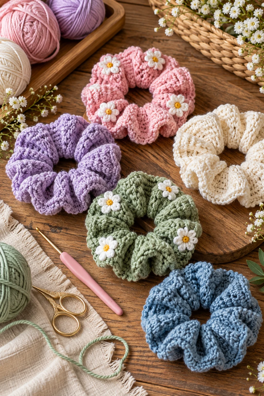 Crochet Scrunchies for Everyday Style — small crochet projects style outfit