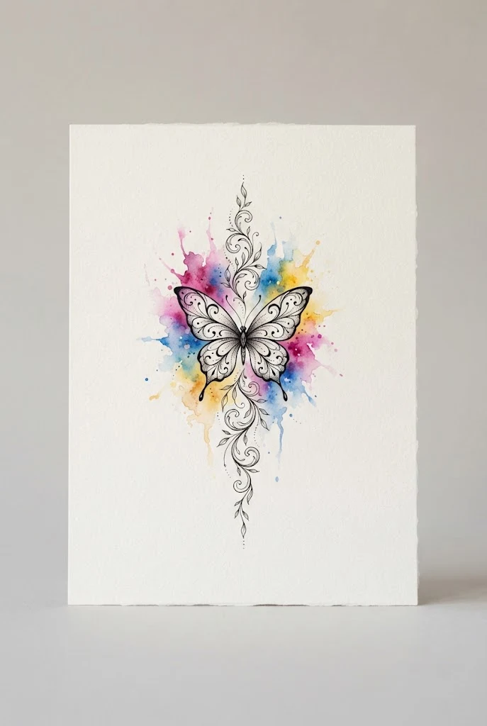 Watercolor Splash Spine — spine tattoo butterfly style outfit