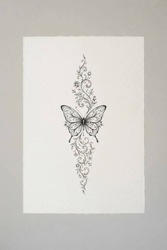 Botanical Vine Integration — spine tattoo butterfly style outfit