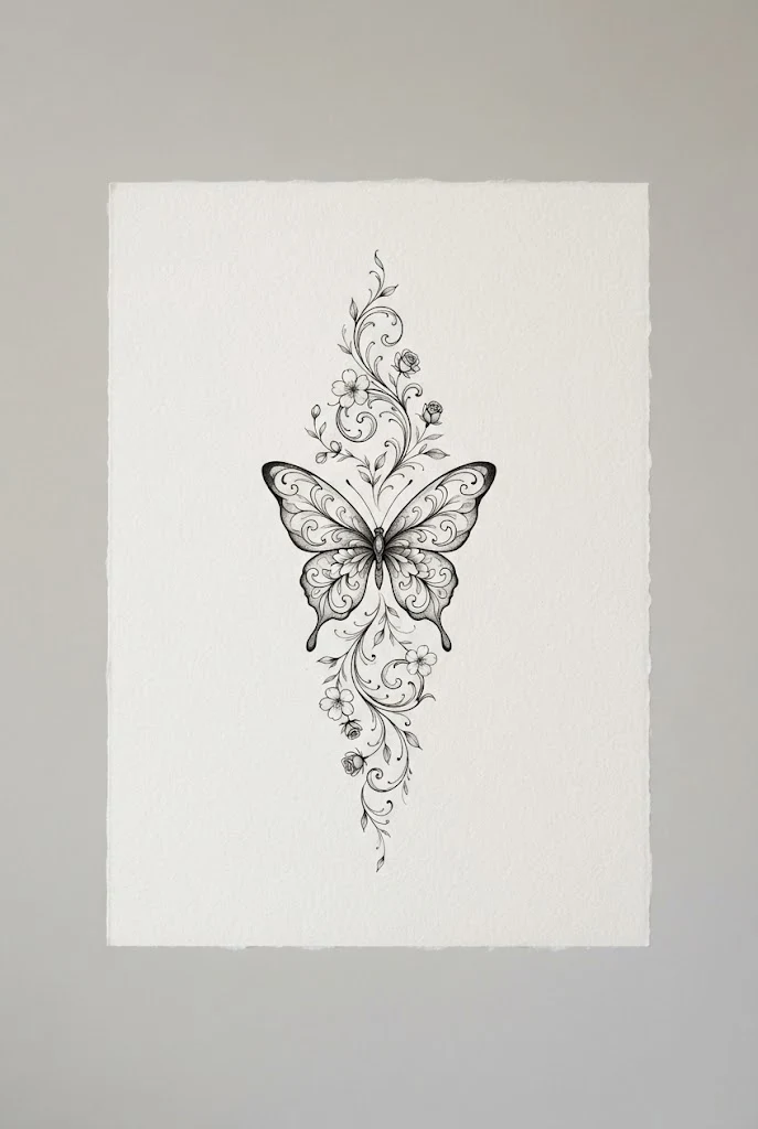 Thoracic Blossom Trail — spine tattoo butterfly style outfit