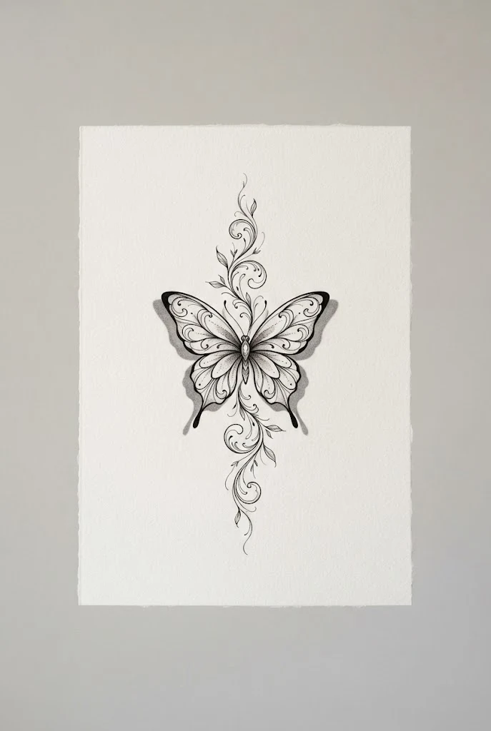 Shadow-Winged Vertebrae — spine tattoo butterfly style outfit
