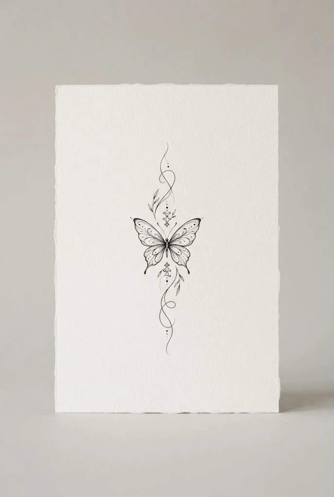 Minimalist Single-Needle Spine — spine tattoo butterfly style outfit