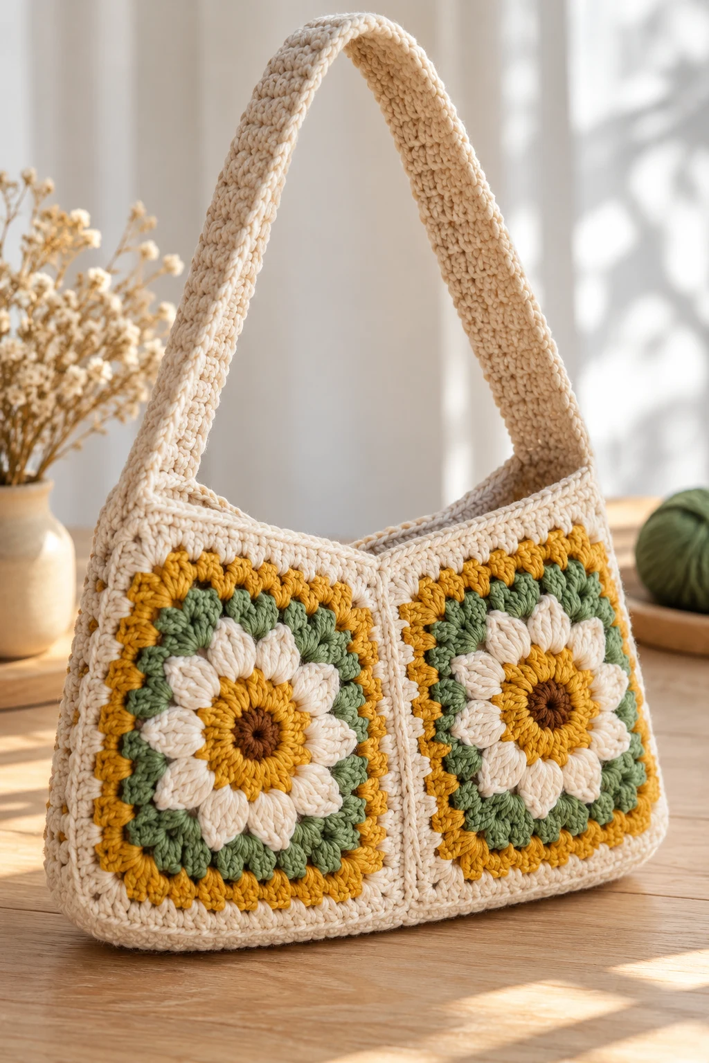 Beginner-Friendly Two-Square Crochet Bag — square bag crochet style outfit