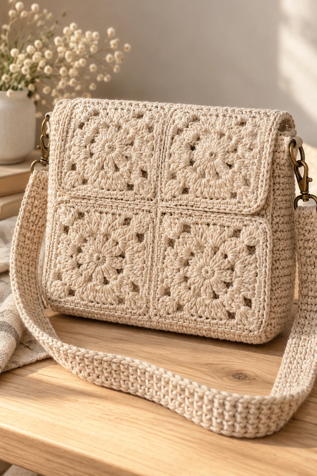 Minimalist Beige Square Bag Crochet — square bag crochet style outfit