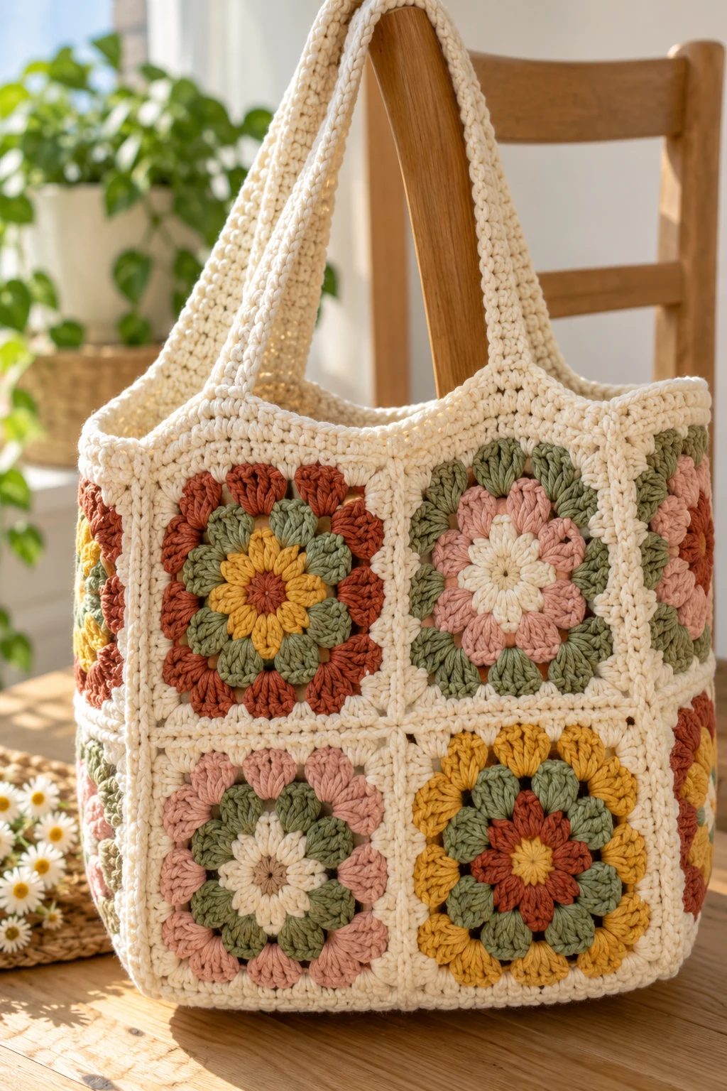 Chunky Crochet Square Market Bag — square bag crochet style outfit