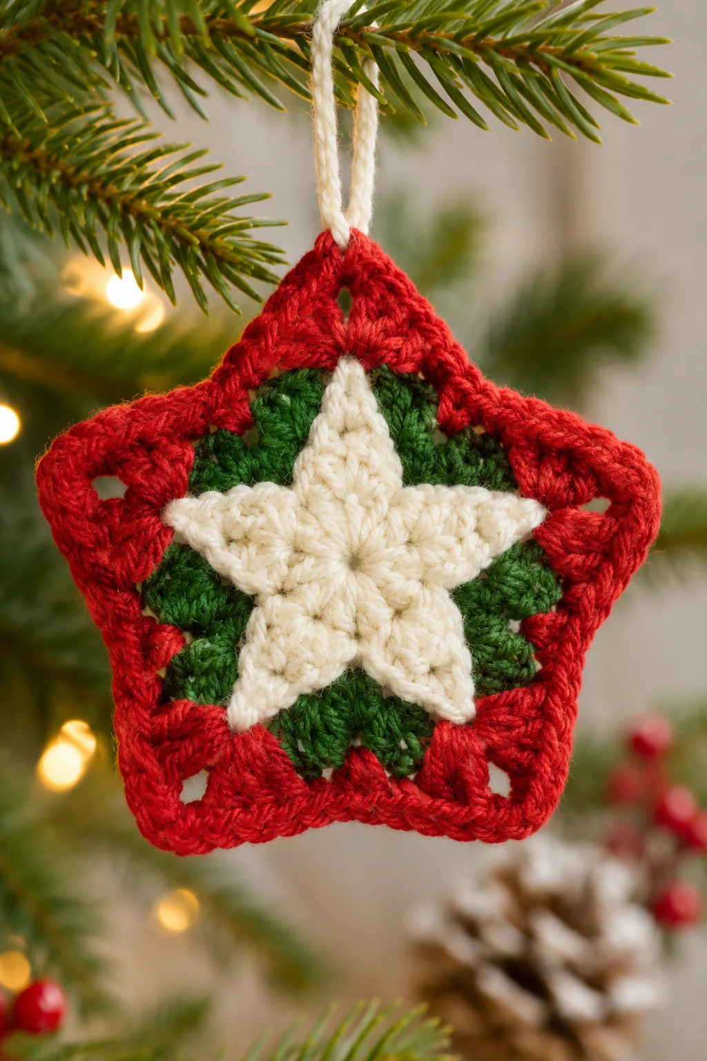 Christmas Star Granny Square Ornament — star granny square crochet pattern free