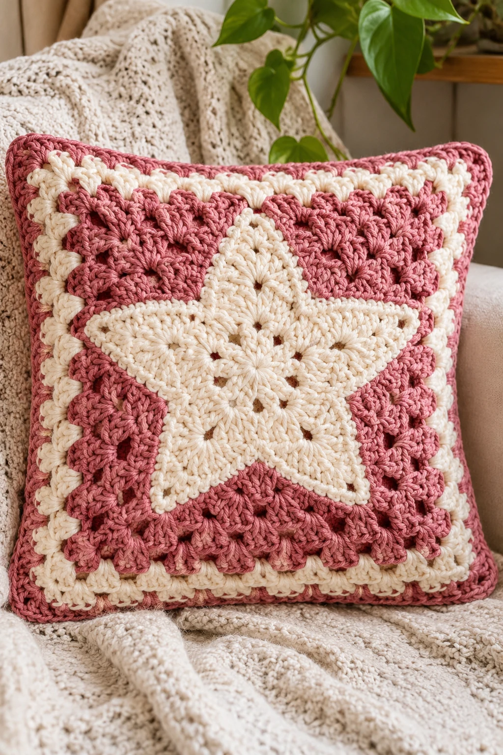 Large Star Crochet Granny Square Cushion — star granny square crochet pattern free