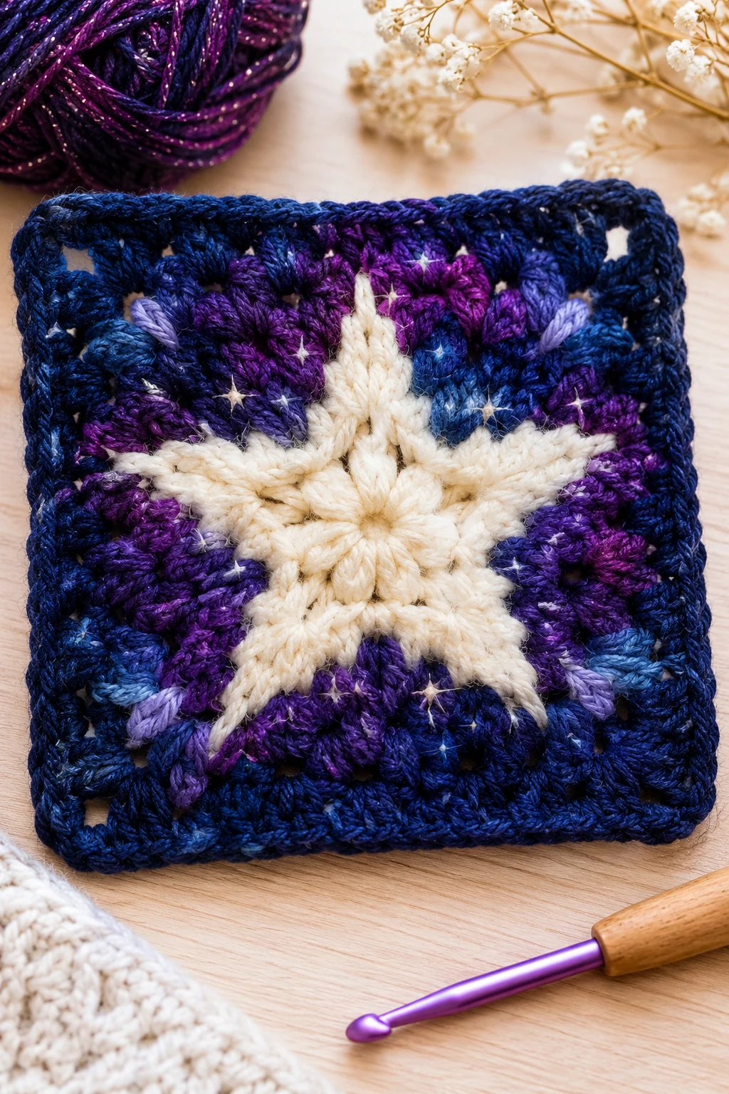 Midnight Galaxy Star Granny Square — star granny square crochet pattern free
