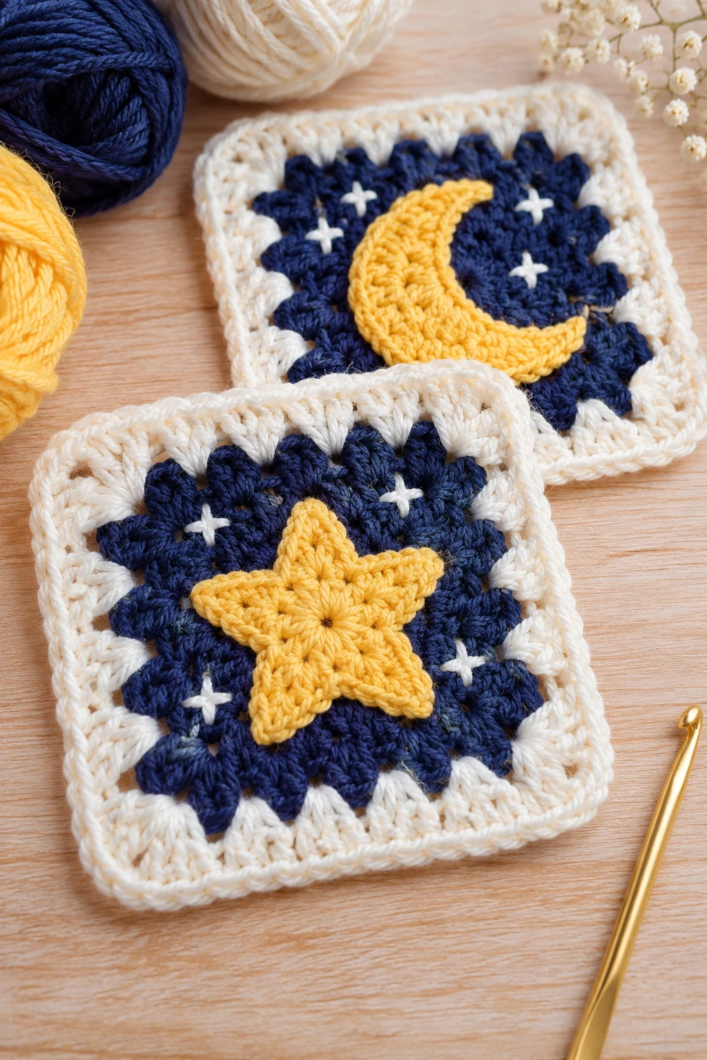 Star and Moon Granny Square Crochet Pattern Free — star granny square crochet pattern free