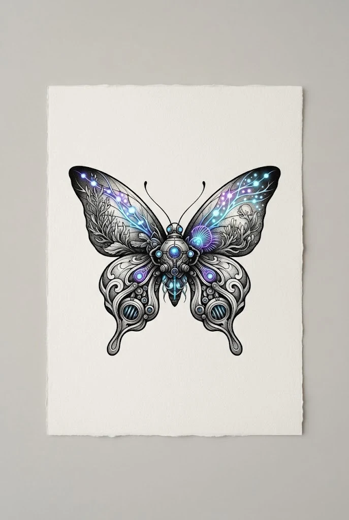 Bioluminescent Deep-Sea Glow — stomach butterfly tattoo style outfit