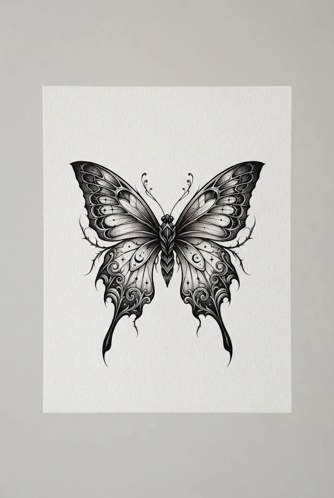 Dark Gothic Swallowtail — stomach butterfly tattoo style outfit