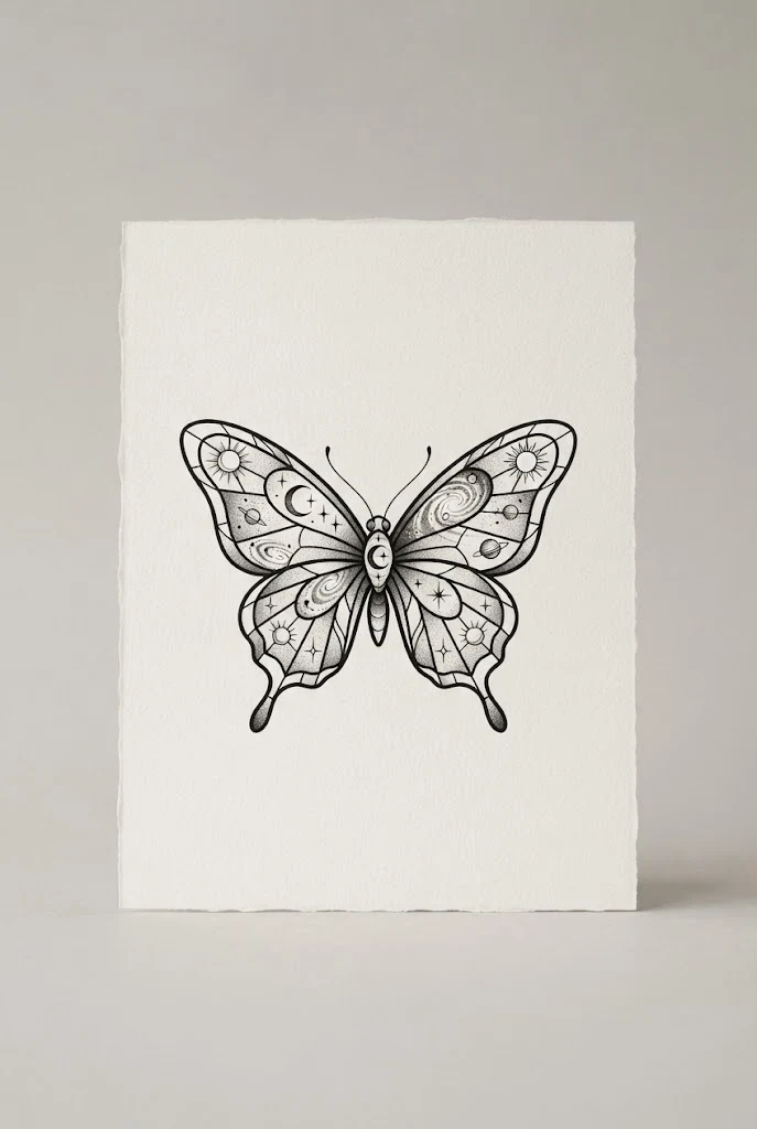 Celestial Stained Glass — stomach butterfly tattoo style outfit