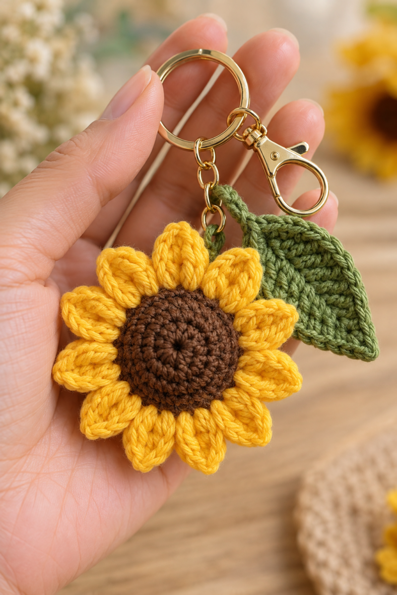 sunflower keychain crochet
