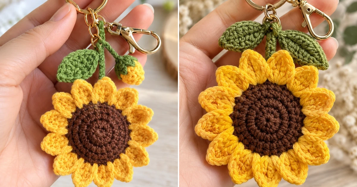 Sunflower keychain crochet pattern: 11 Best DIY Ideas sunflower keychain crochet pattern