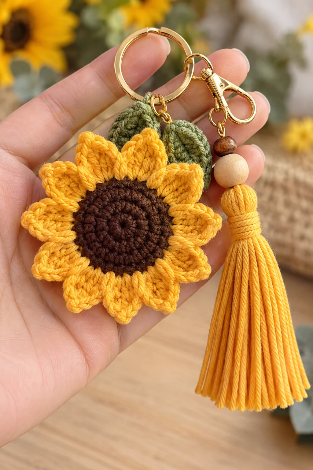 Sunflower Keychain With a Tassel — sunflower keychain style outfit