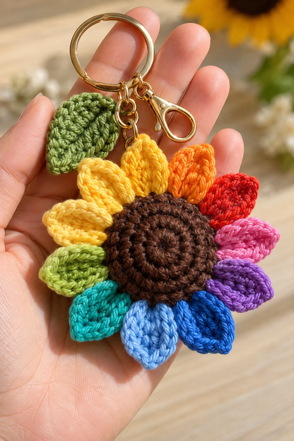 Rainbow Sunflower Keychain — sunflower keychain style outfit