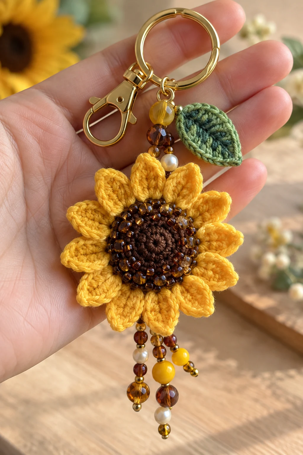 Beaded Sunflower Keychain — sunflower keychain style outfit