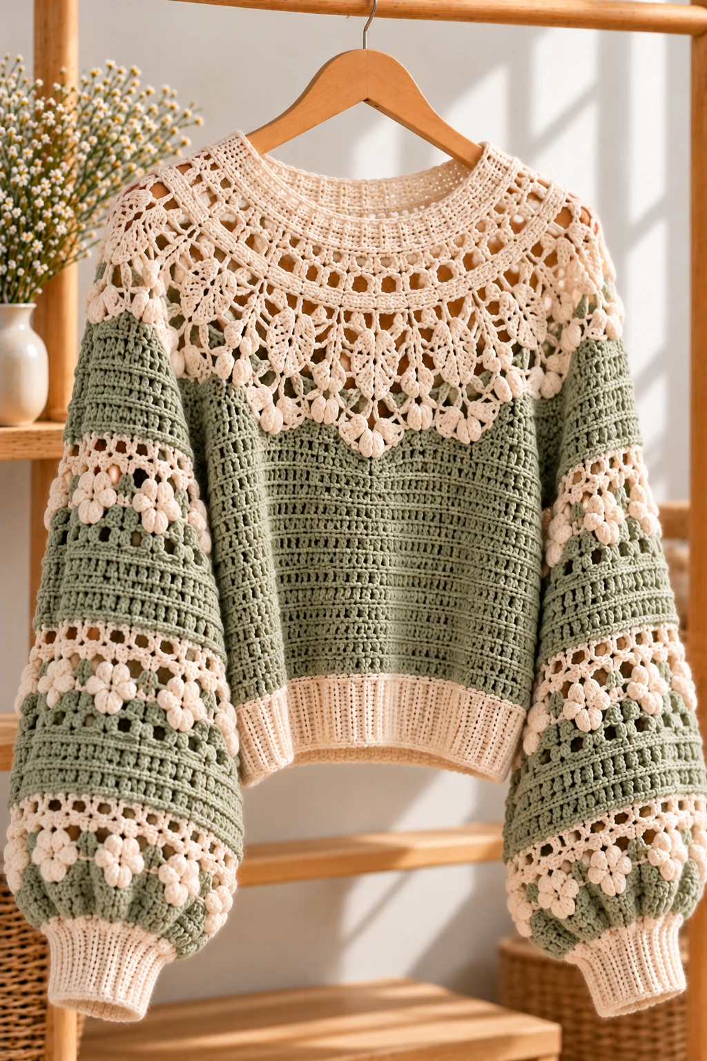 Crochet Sweater with a Lace Yoke — sweater crochet ideas