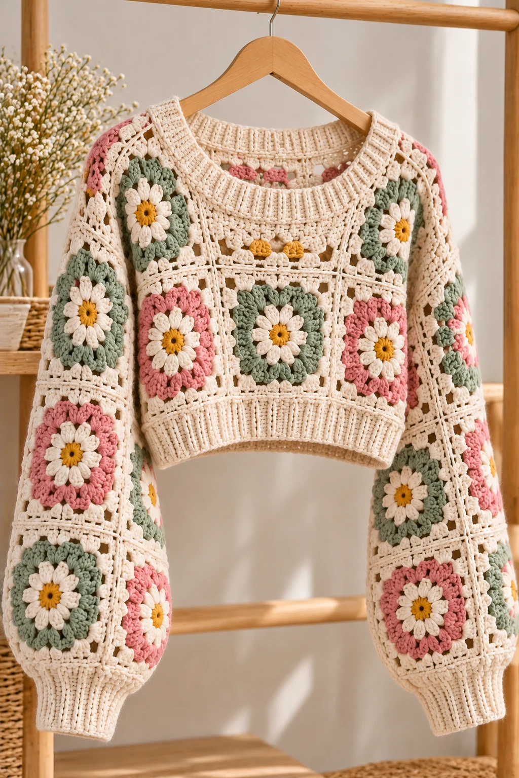 Elegant V-Neck Crochet Pullover — sweater crochet ideas