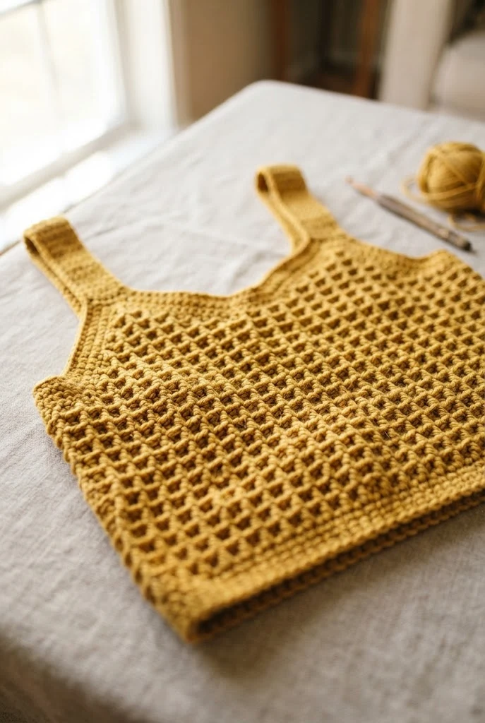 Golden Honeycomb Crop Top — sweaters to crochet