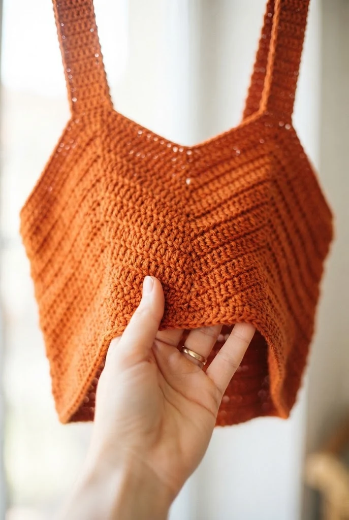 Rust Orange Chevron Crop Top — sweaters to crochet