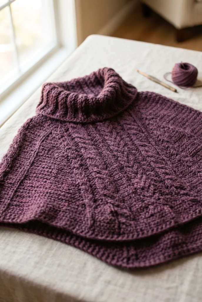 Deep Plum Cowl-Neck Poncho Top — sweaters to crochet