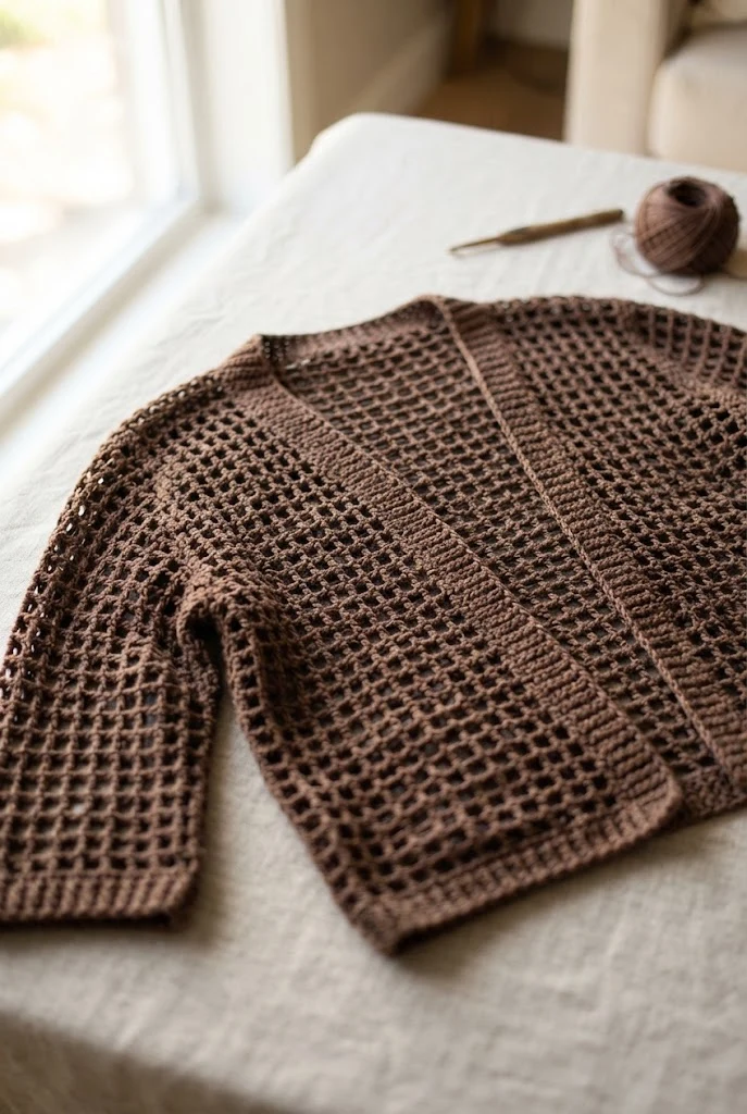 Chocolate Brown Mesh Shrug — sweaters to crochet