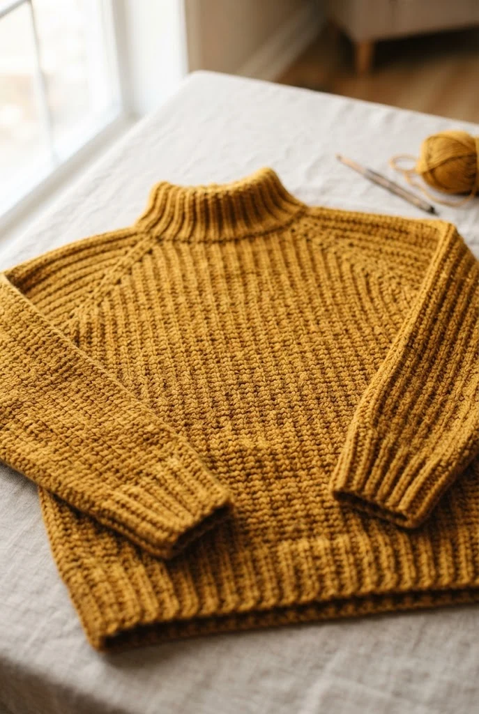 Autumn Gold Fisherman’s Rib Pullover — sweaters to crochet