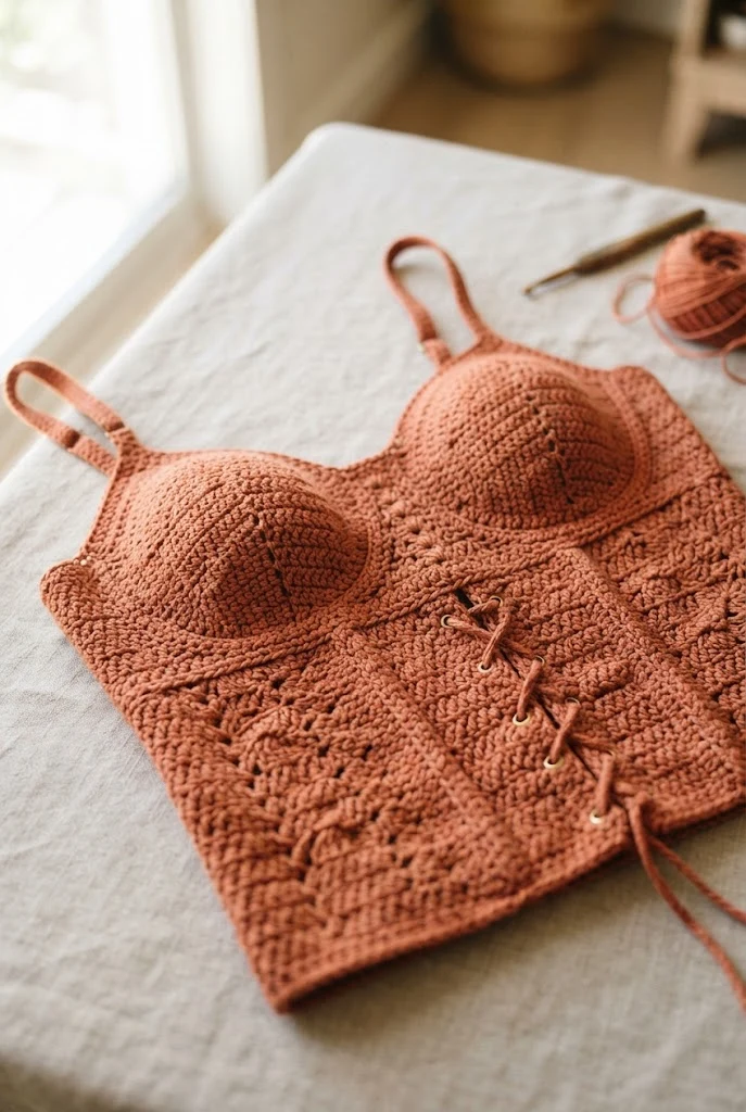 Terracotta Corset-Style Cami — sweaters to crochet