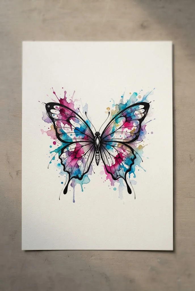 Abstract Watercolor Splash Butterfly — tattoo butterfly design style outfit