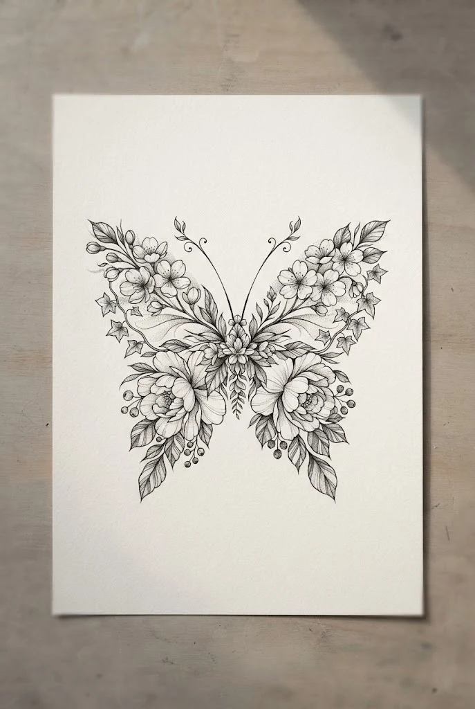 Botanical Floral Wing Butterfly — tattoo butterfly design style outfit