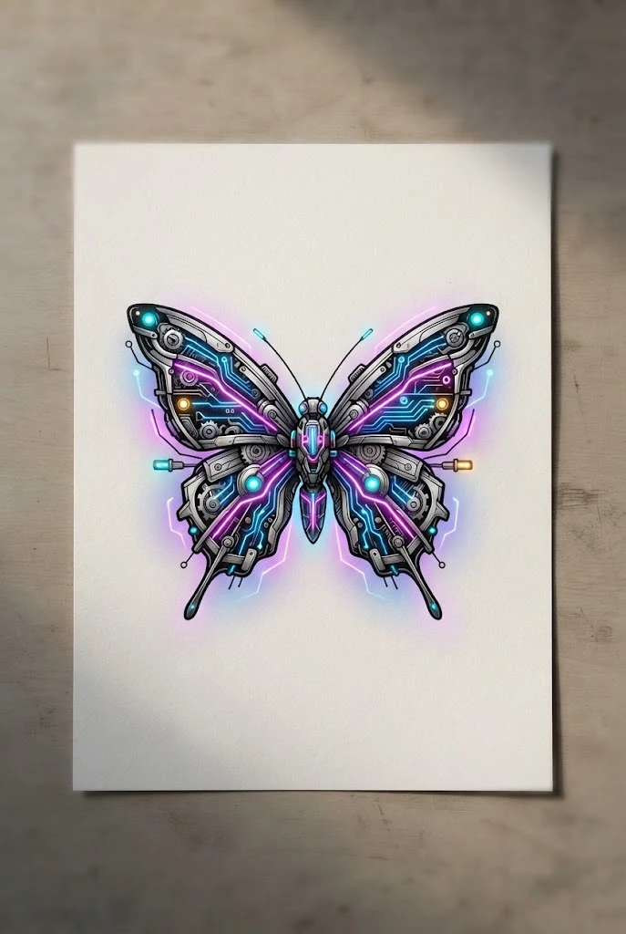 Neon Cyberpunk Glowing Butterfly — tattoo butterfly design style outfit