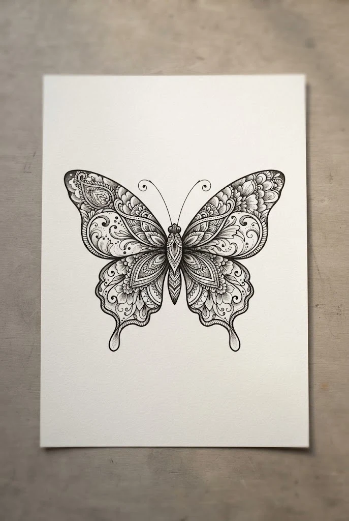 Traditional Mehndi-Inspired Butterfly Motifs — tattoo butterfly design style outfit