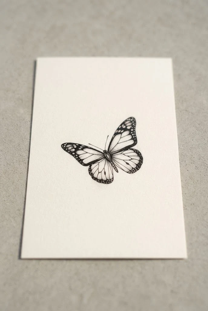 Minimalist Monochromatic Flutter — Tiny Butterfly Tattoo style outfit
