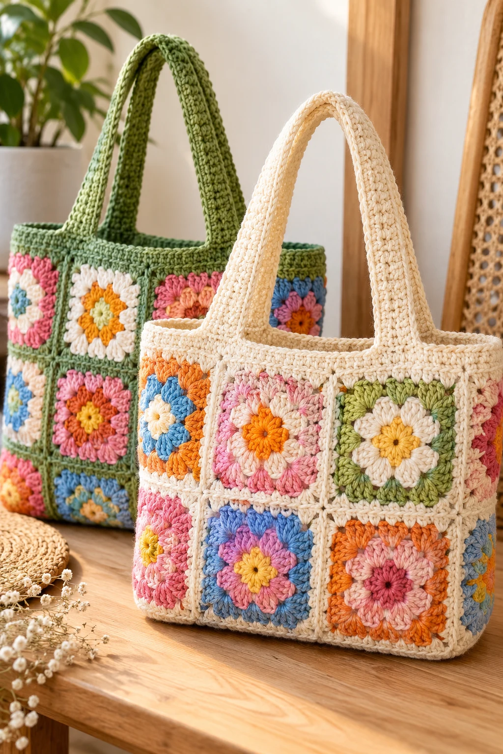Crochet Granny Square Tote Bags — trending crochet ideas style outfit