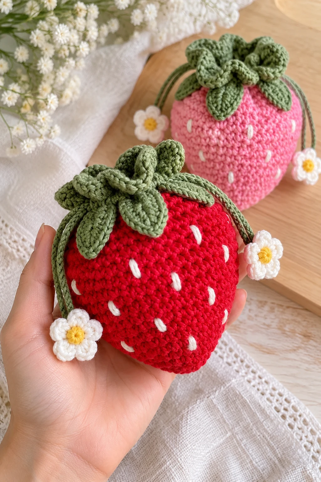 Crochet Strawberry Pouches — trending crochet ideas style outfit